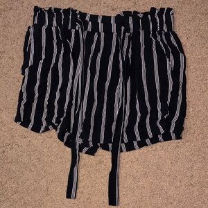 Striped Black and White Women's Shorts